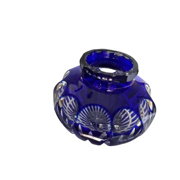 Cobalt Blue Crystal Bud Vase Intricate Cut Designs Bleikristall Wittelsbacher Ha - Picture 7 of 8